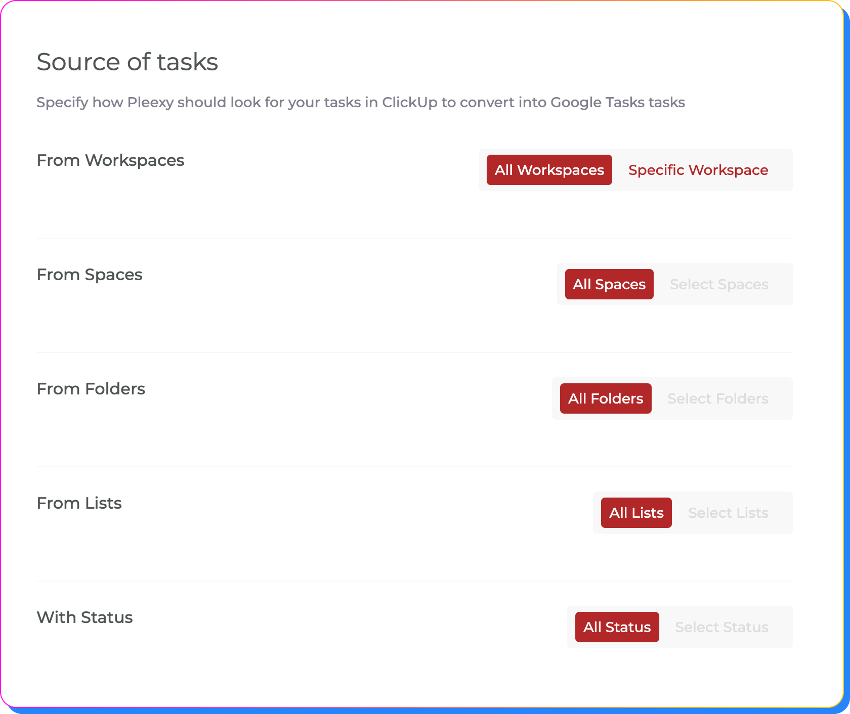 Configure intelligent project filtering