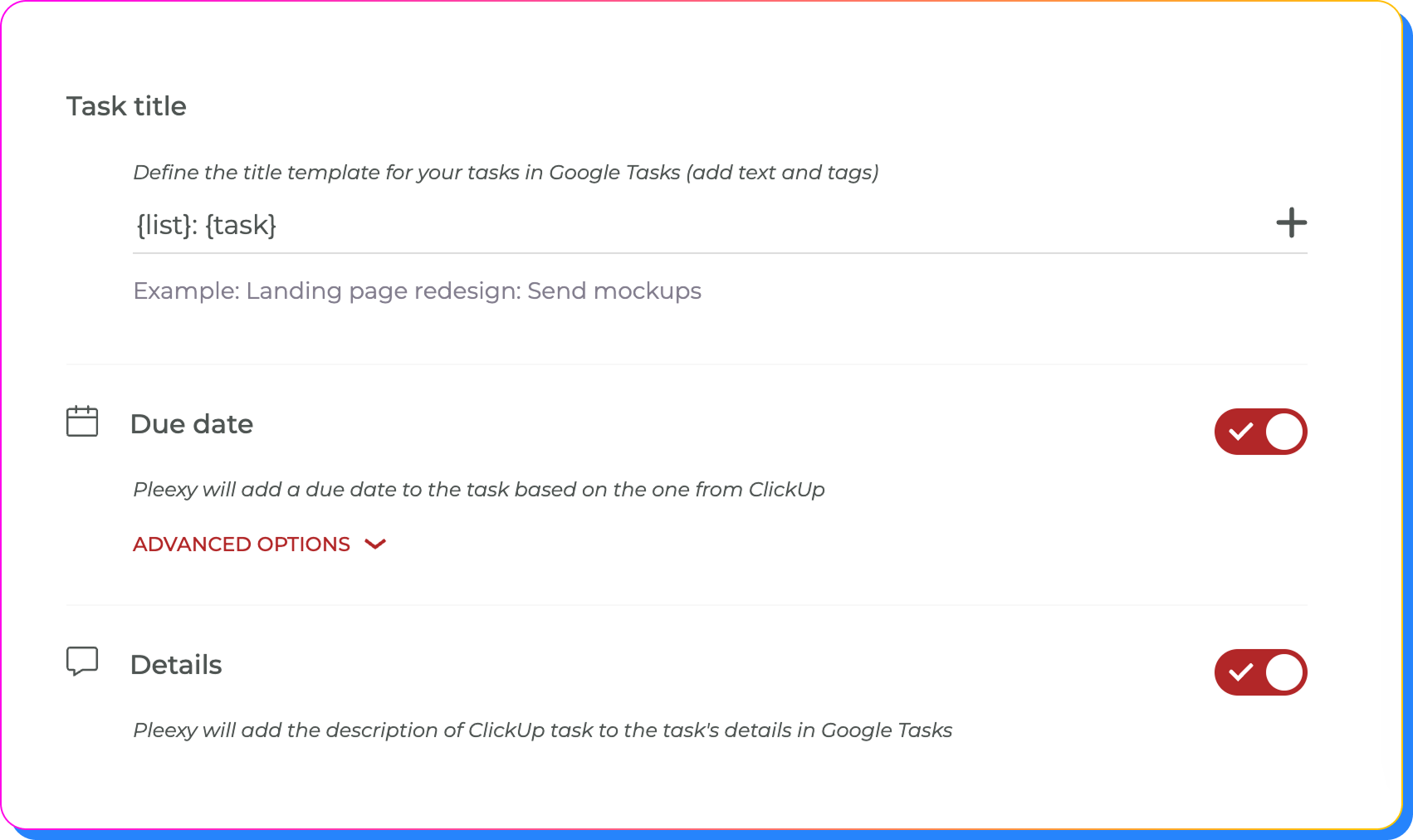 Customize Google Tasks formatting