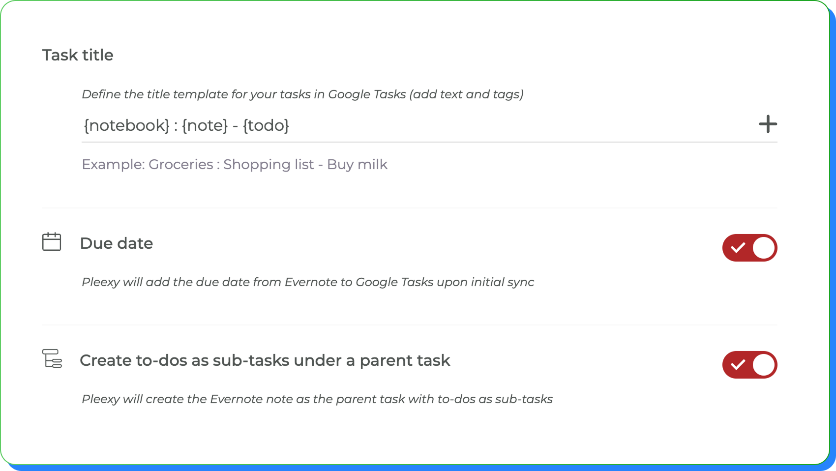 Customize Google Tasks formatting