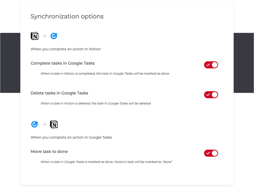 Customize your task sync settings