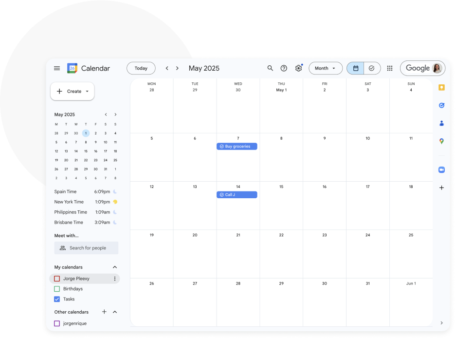 Google Calendar View