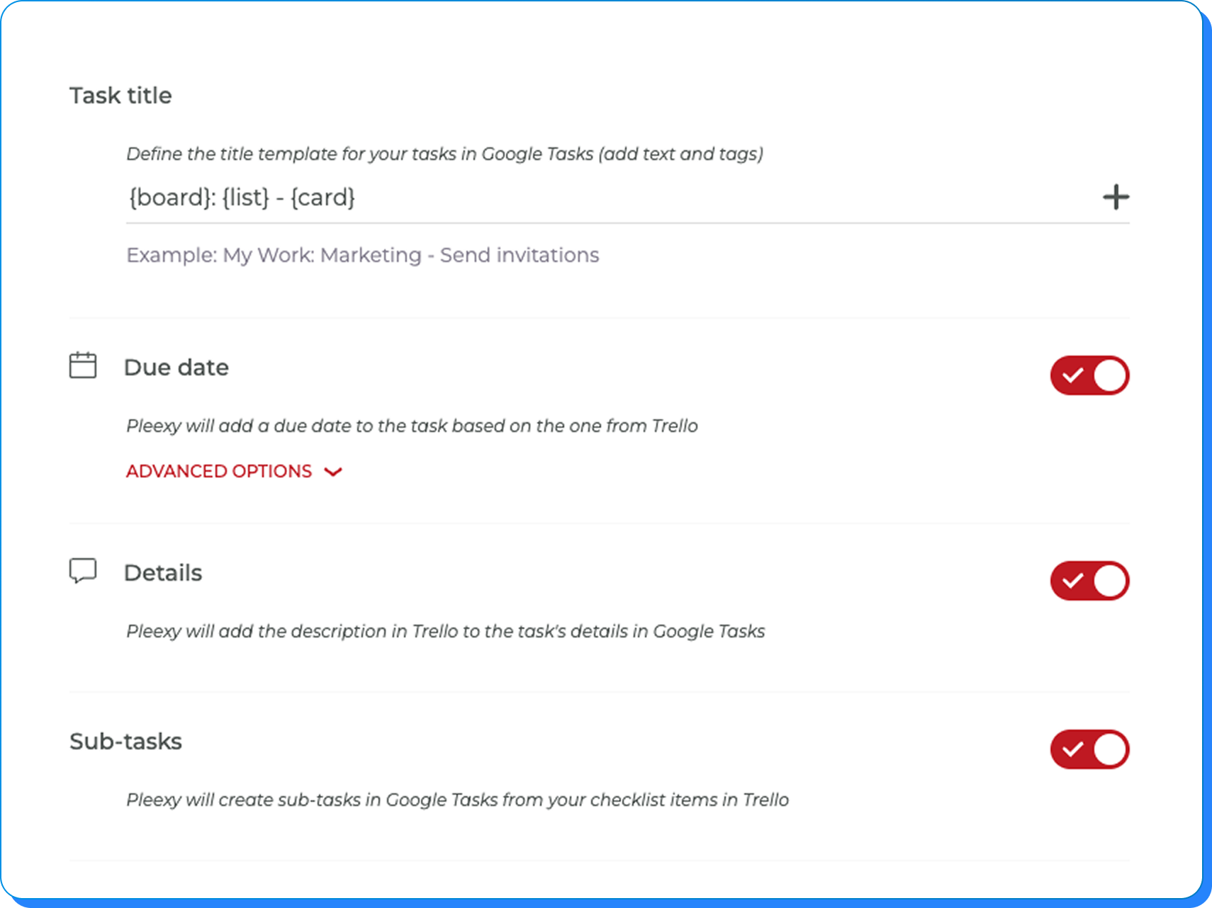 Customize Google Tasks formatting