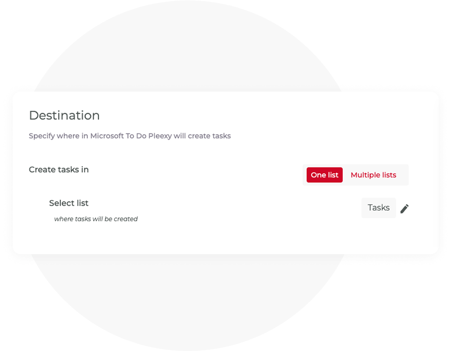 Specify where Pleexy should create your tasks in Microsoft To Do