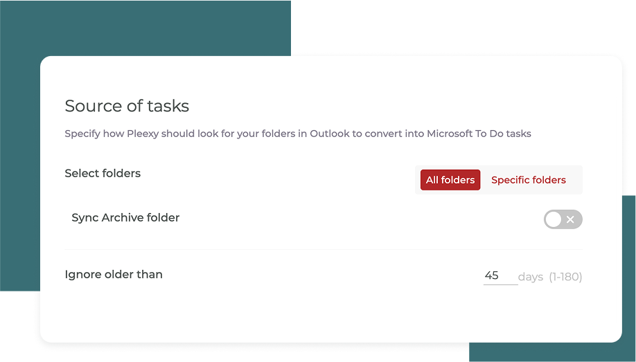 Configure how Pleexy searches for your tasks in Outlook