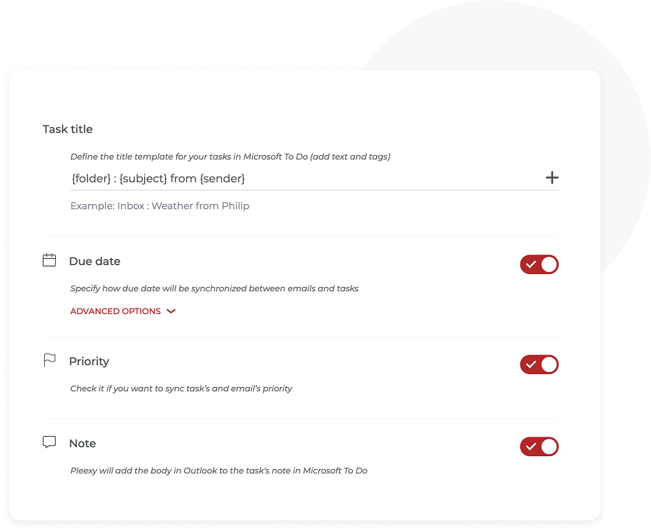 Customize how Pleexy creates your tasks in Microsoft To Do
