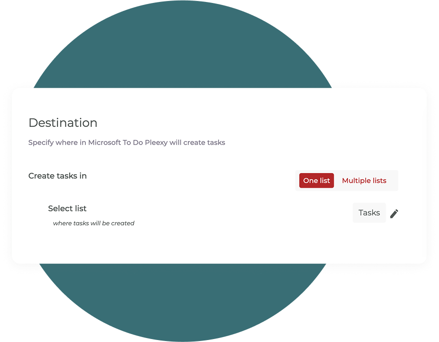 Specify where Pleexy should create your tasks in Microsoft To Do