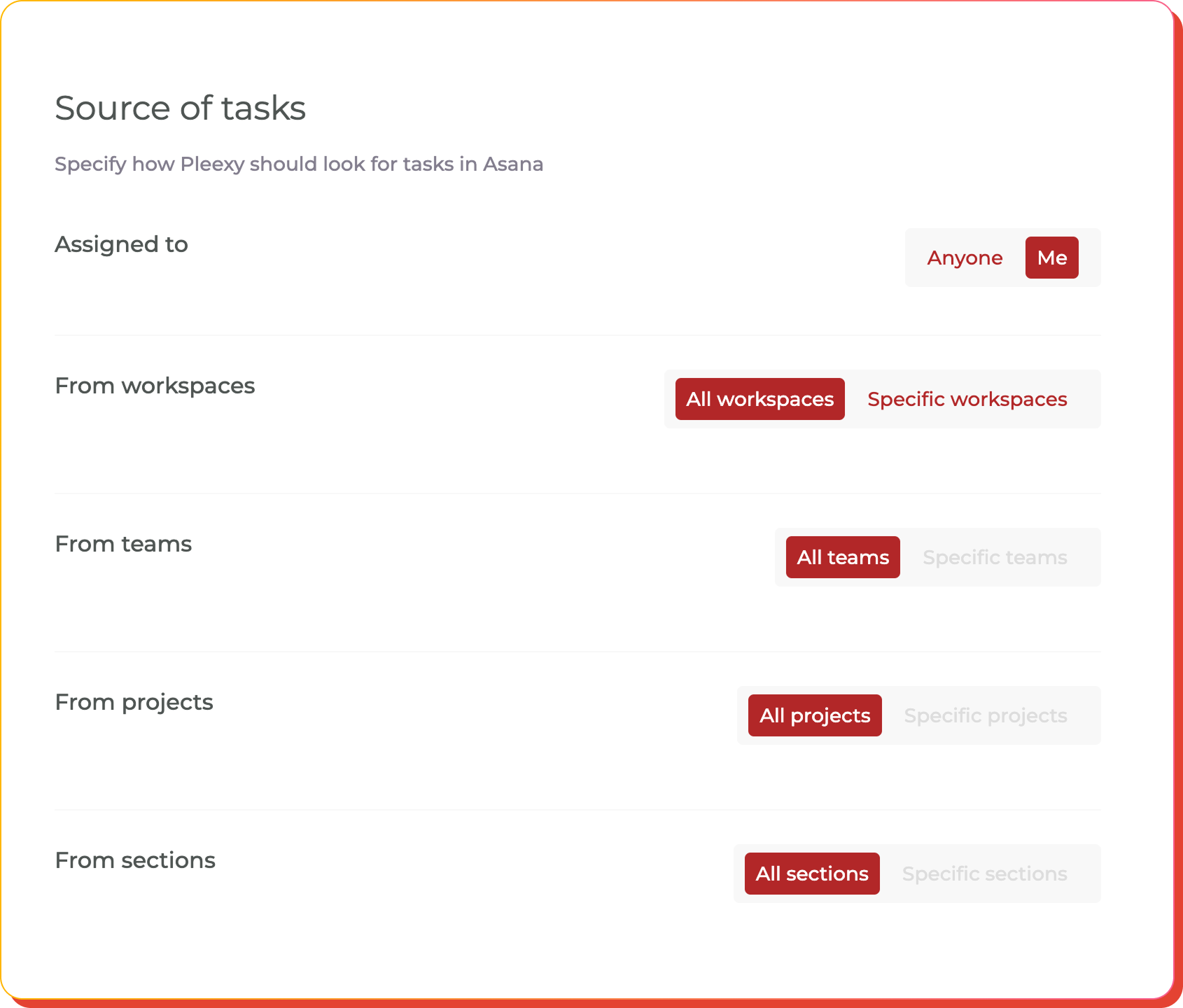 Configure how Pleexy searches for your tasks in Asana