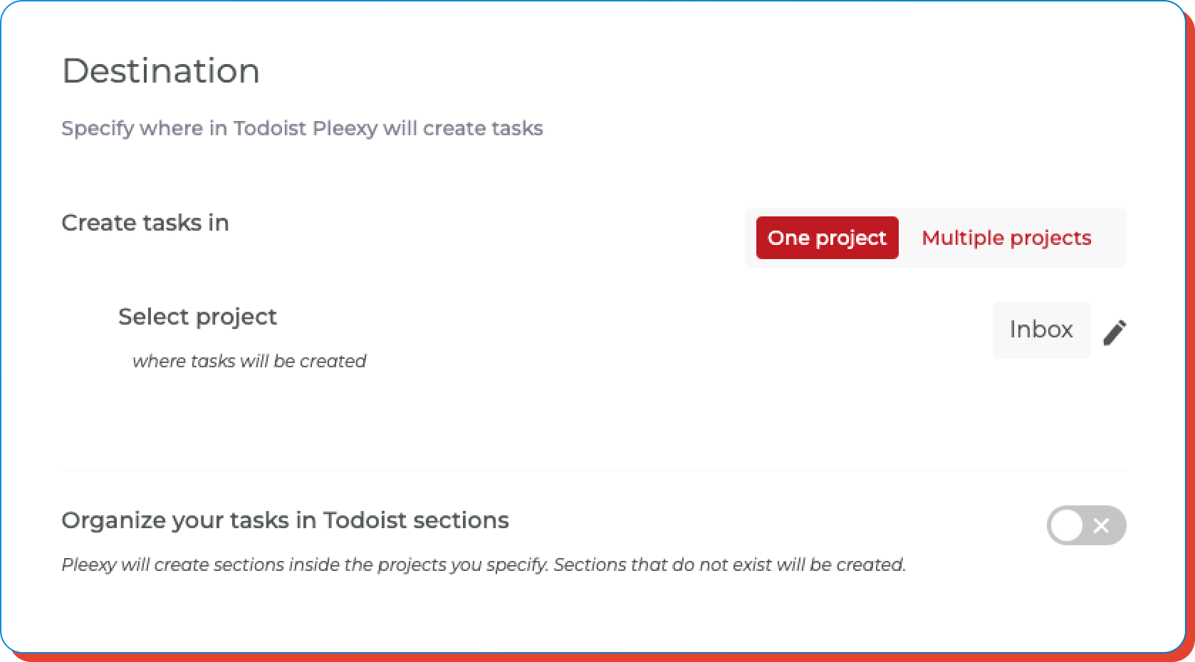 Organize tasks in Todoist projects